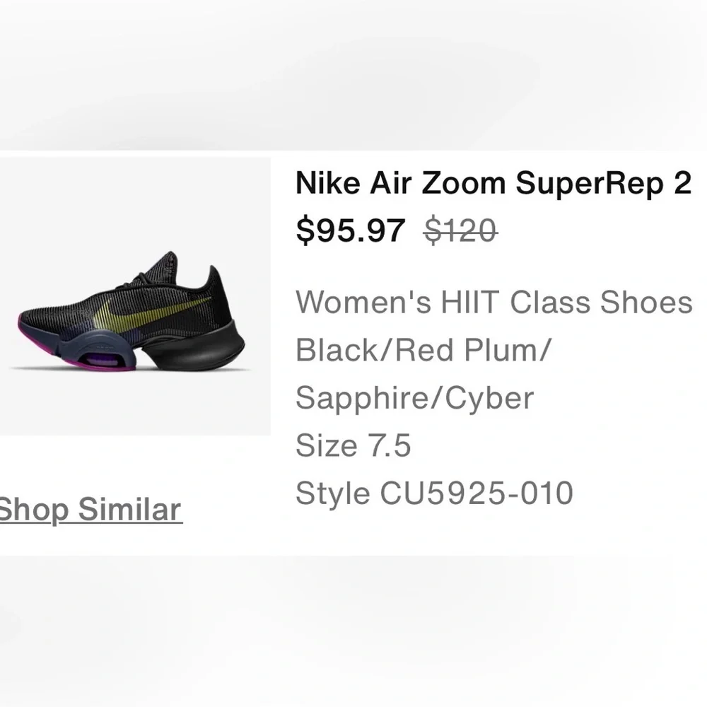 Nike Air Zoom SuperRep 2 - Black and Purple - Picture 1 of 5